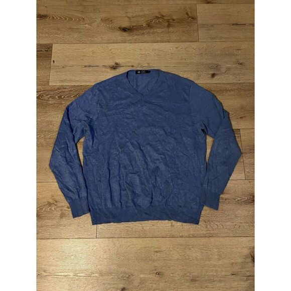 J. Crew Mens Blue Knit Long Sleeve Pullover Sweatshirt V-neck Size Large - Picture 1 of 3